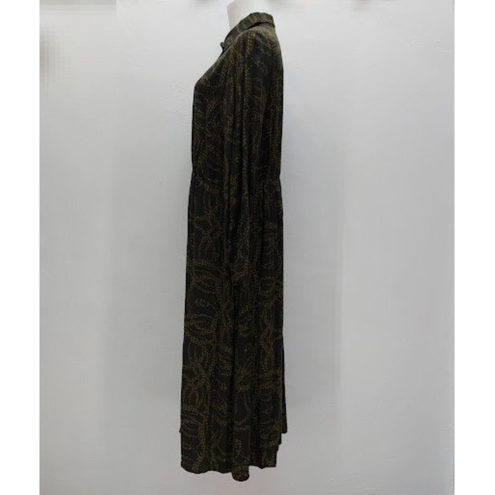 Richard Allen x H&M Shirt Dress Women's Size 4 Grey Green Snake Print Maxi Mod - Picture 4 of 11